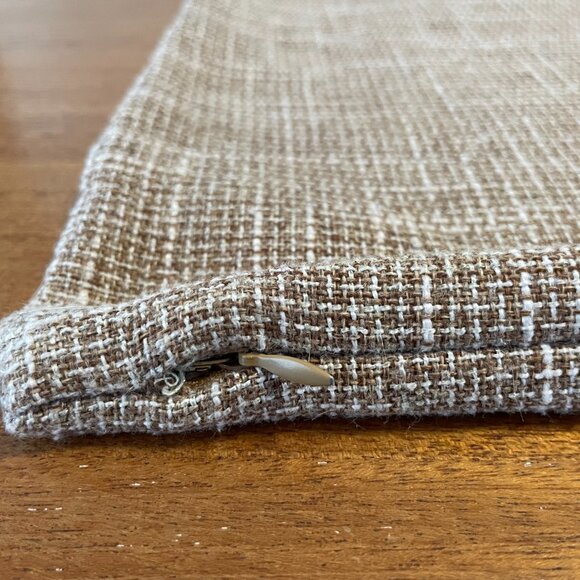 2-Pc Tweed Brown White Neutral Modern Farmhouse Throw Pillow Covers - Picture 2 of 11